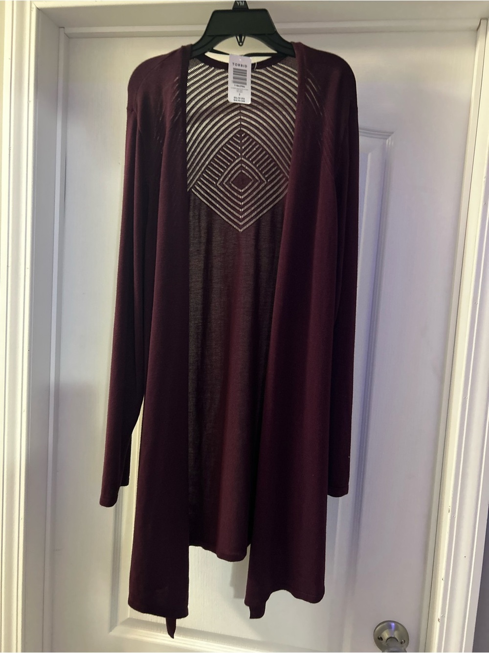 NWT Torrid 3X Burgundy Purple Pointelle Longline Cardigan Sweater